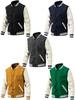 Men's Autumn/Winter Fashion Baseball Jacket - Wool & PU Sleeve Casual Outerwear