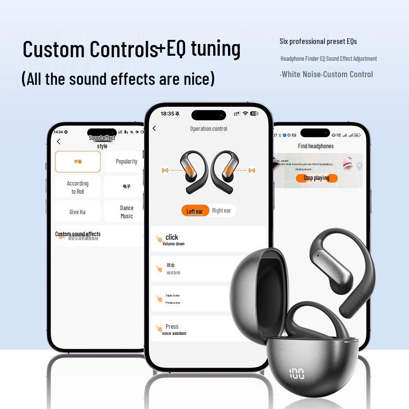 Smart AI Translation M118 Wireless Open-Ear Clip-On Earphones with Ultra-Long Battery Life Bluetooth