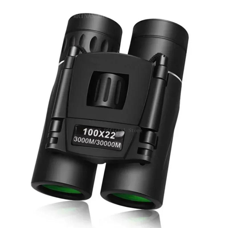 100x22 HD Portable Powerful Binoculars Long Range Telescope Folding BAK4 Binoculars for Hunting Camping Hiking
