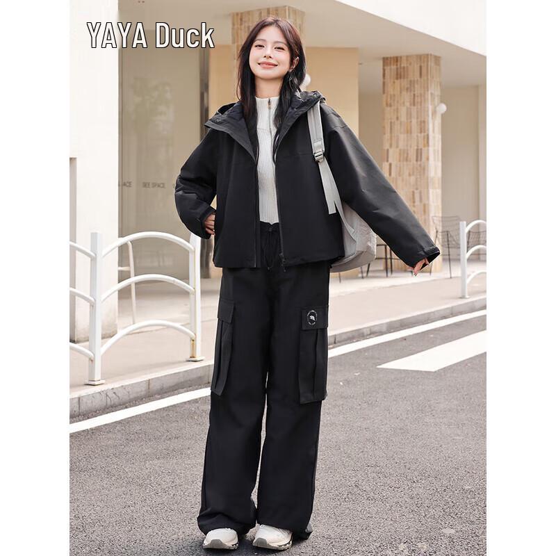 YAYA Women's 2025 Outdoor Warm Thick Down Straight-Leg Cargo Pants