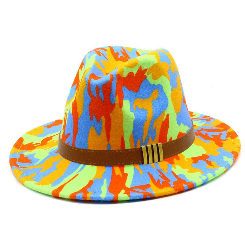 European and American style color smudging personalized top hat men and women outdoor travel suction sun protection sun hat fashion art hat