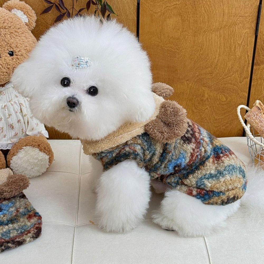 Cute Bear Puppy Clothes Vest Cat Clothes Teddy Bear Coat New Pet Dog Clothes  Winter