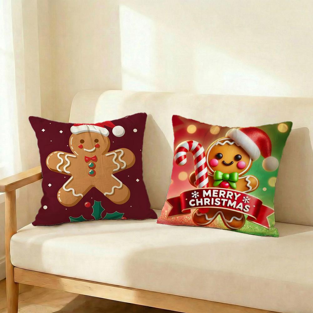 Festive Adorable Ginger Bread Cushion Cover Decorative Cushions Covers Cover Sofa 50x50 Pillow 4 Piece 45x45 40x40 Pillowcase