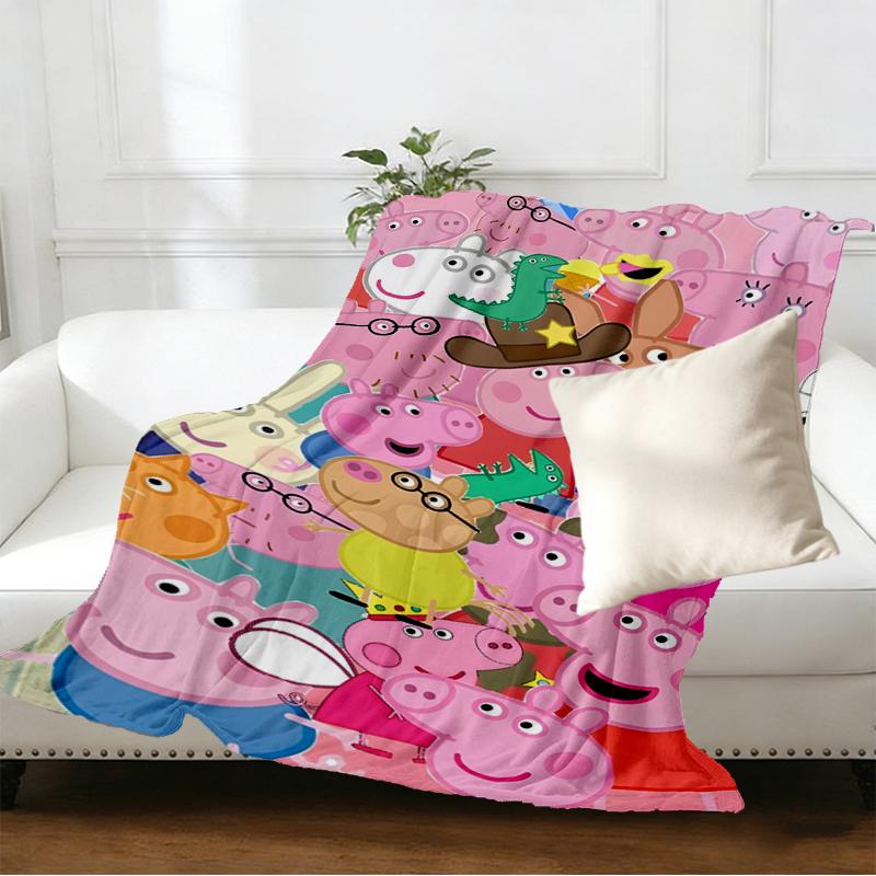 Peppa Pig Print Blanket - Soft & Comfortable, for Bedroom, Travel, Sofa, Home Decoration - Birthday Christmas Gift for Friend