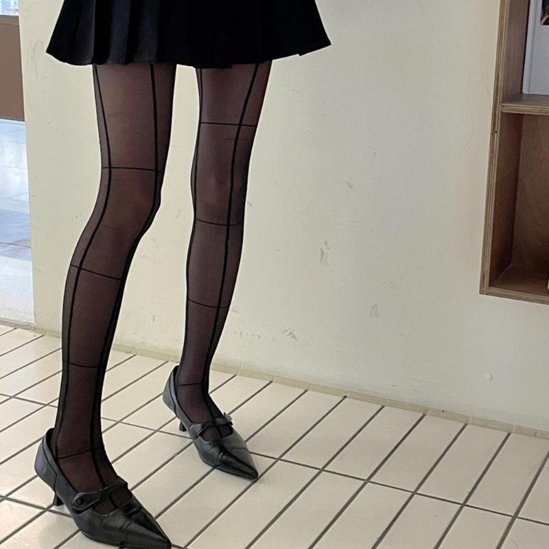 Women's Pantyhose,Cross Line High Waist Pantyhose Sheer Tights Thigh High Stockings