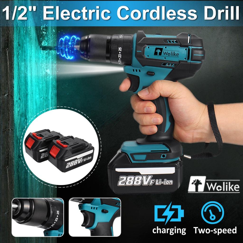 13mm 18V 1/2 Hammer Drill Power Tools Fit For Makita Battery Cordless Brushless Electric Drill Impact Screwdriver Flat Hammer