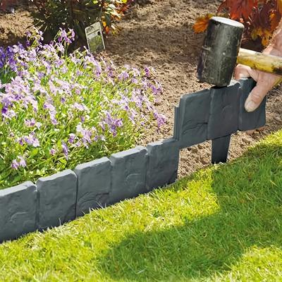 10pcs Garden PVC Fence Edging,Home Garden Border Edging Plastic Fence Stone DIY Yard Landscape Plant Fence Fit for Lawn Yard Flow