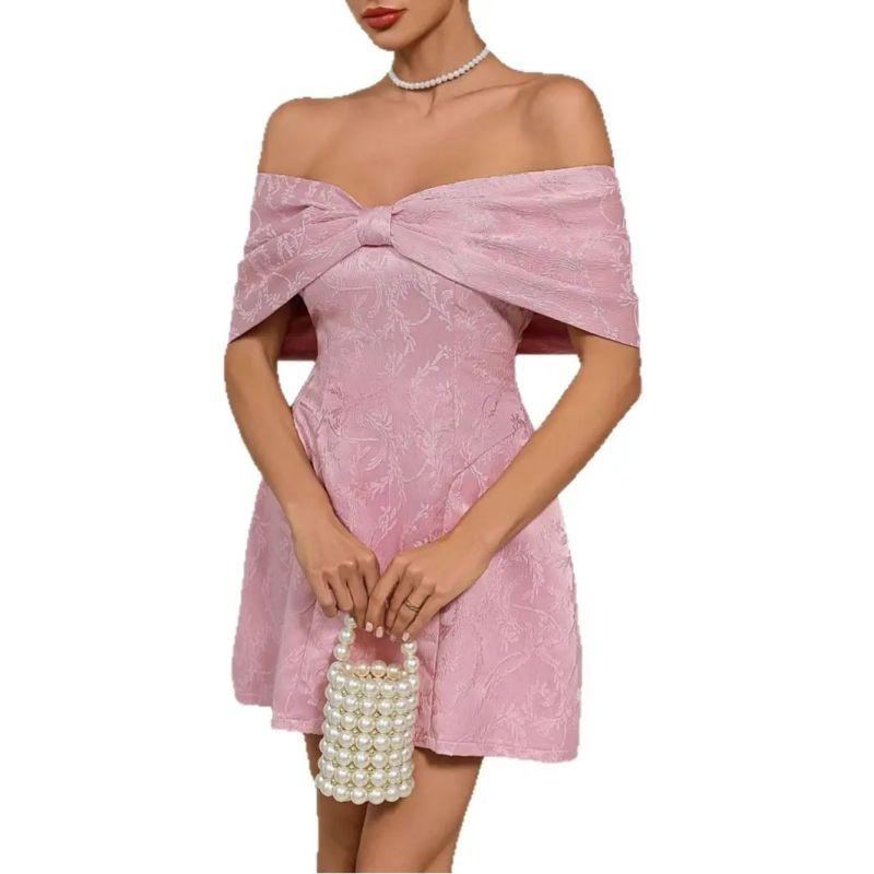 

Sexy Birthday Party European and American Women clothes Tube Top Short dress off-Shoulder Birthday Party Sexy Small Dress Pink S