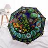 Tropical Nature Mandala pattern umbrella, portable and foldable design, 8 ribs, a casual accessory for Halloween, Christmas, and birthday gifts.