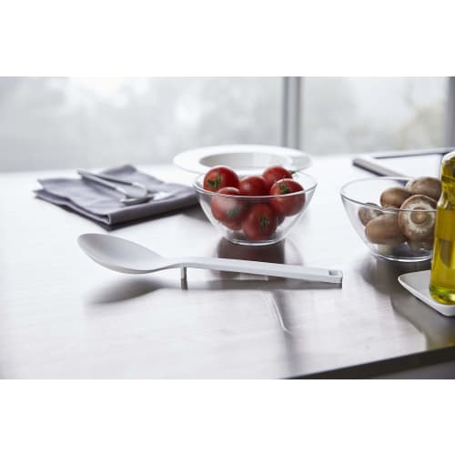 Yamazaki Tower Silicone Cooking Spoon, White, Approx. W7 X D3 X H26cm, Dishwasher Safe, Floating Tip, Measuring Meter, 4272