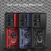 KEYSION Shockproof Armor Case for Itel SUPER 26 Ultra Slide Camera Lens Protection Ring Stand Phone Cover for Itel S26 Ulltra