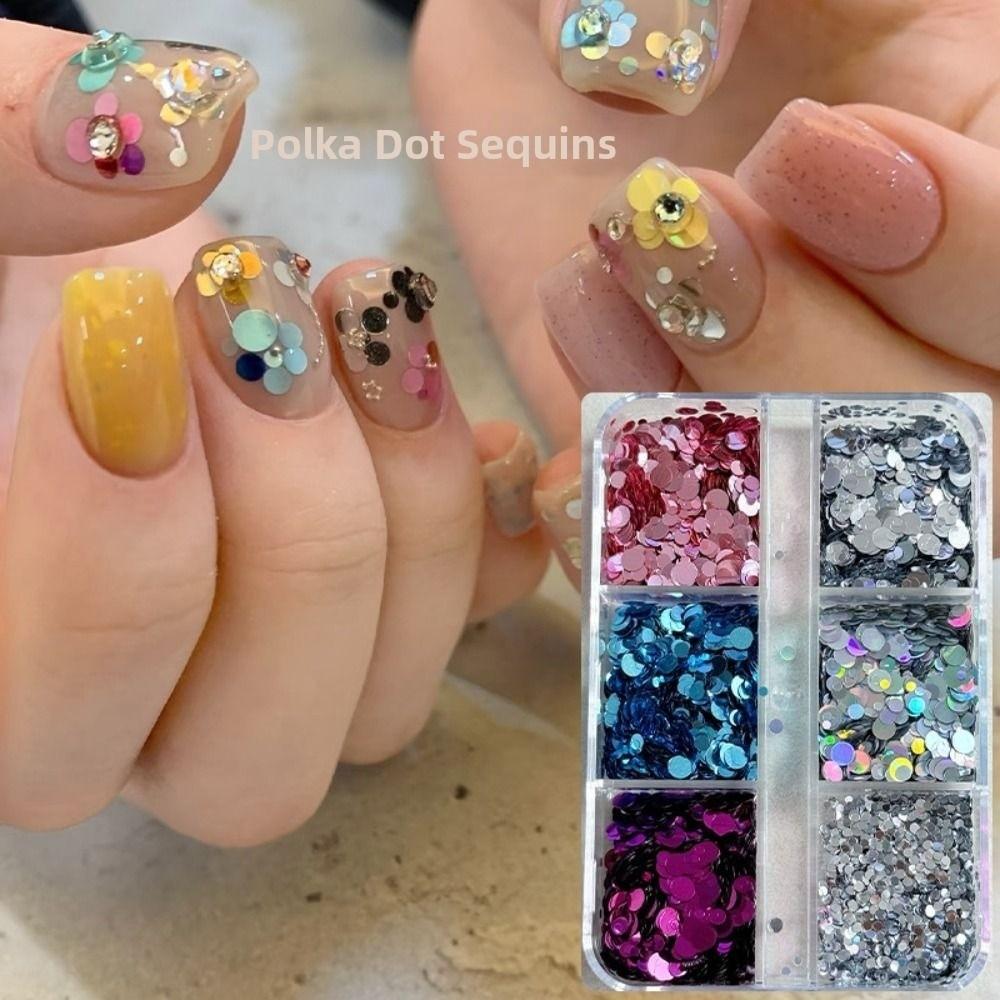 Colorful Glitter Nail Accessories 6-Grid Sequins Nail Decorations Nail Art Decorations Nail Salon
