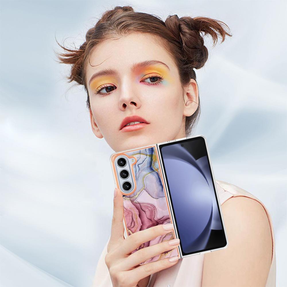 YB IMD Series-16 Style-E For Samsung Galaxy Z Fold5 5G TPU Case 2.0mm TPU Marble Pattern Cover