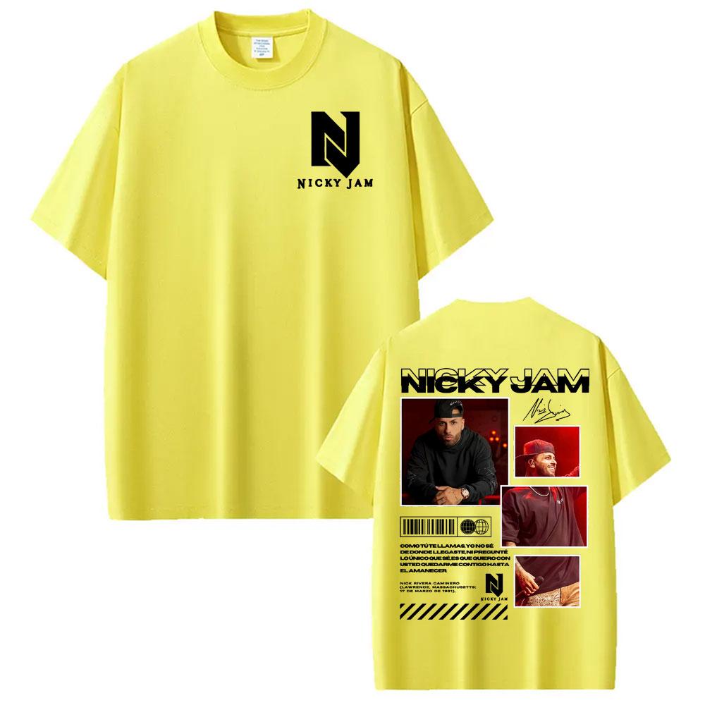 T-shirts Graphiques de Tournée d'Album du Rappeur Nicky Jam Vêtements Unisexe Mode Hip Hop Street T-shirt Coton Confort T-shirts à Manches Courtes