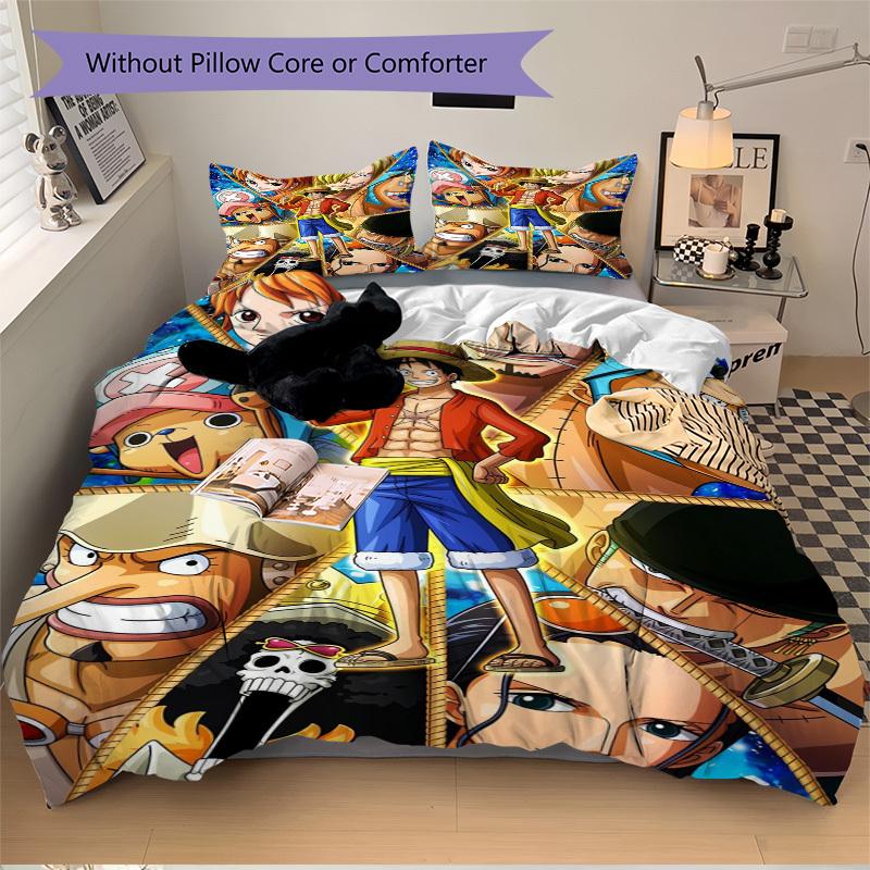 One Piece: Pirate Adventure Bedding Set Comforter Cover Gift for Bedroom,Includes 1 Cover and 2 Pillowcases, No InsertB270