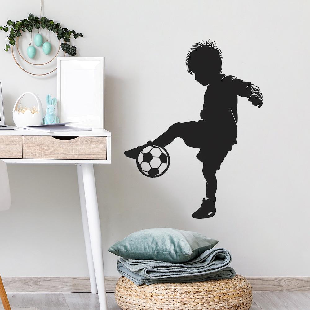 A Silhouette of A Boy Playing Football, A Decorative Sticker for The Background Wall of The Bedroom Study