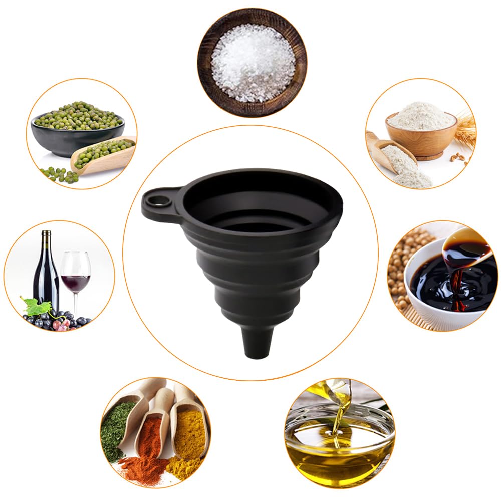 Samkos Mini Folding Funnel Set Black Silica Gel Funnel Water
