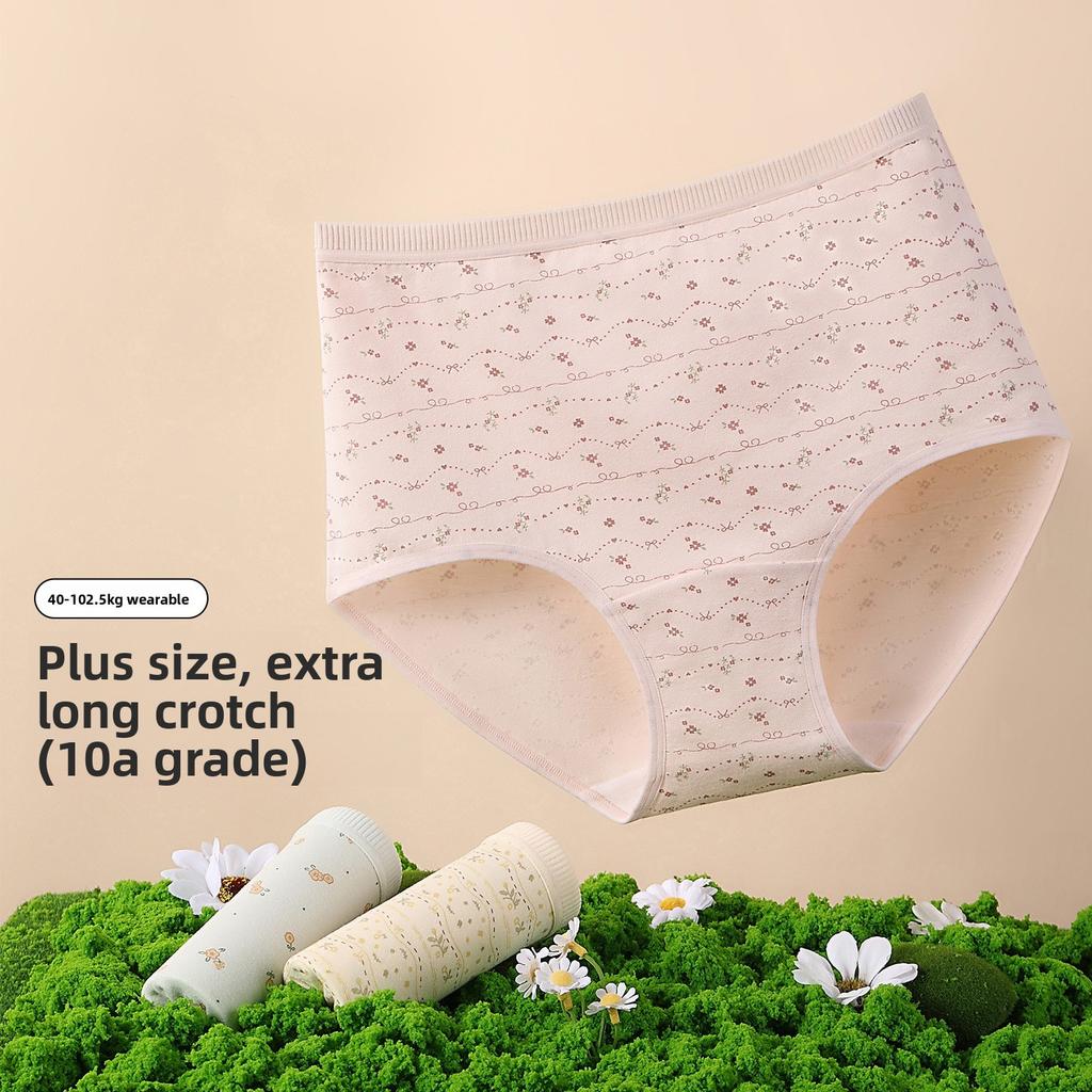 Damer Vår och Höst Vackert Mönster Ren Bomull Spårlös 5A Botten Hög Midja Trosor