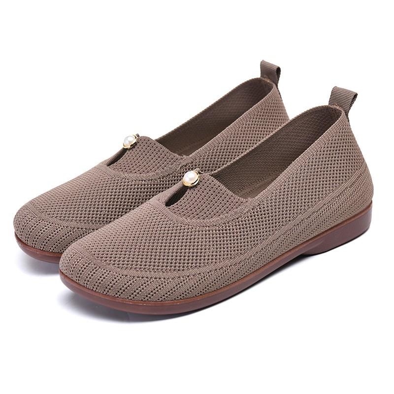 Womens Comfortable Slip-On Flat Shoes Breathable Mesh Low-Heel Casual