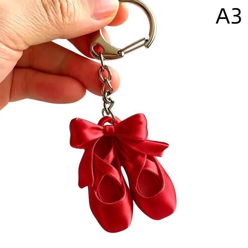 Ballet Shoes Bow Keychain Fashion Sweet Pendant 1Pcs Durable Key Ring Hanging Ornament for Girls Graduation Gift