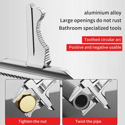 1Pc Large Opening Aluminum Alloy Short Handle Adjustable Wrench Multi Functional Bathroom Water Heating Wrench