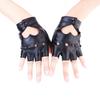 [JISEN] Sexy Women's Heart Cutout Punk Half-Finger PU Leather Performance Gloves, One Size, Black
