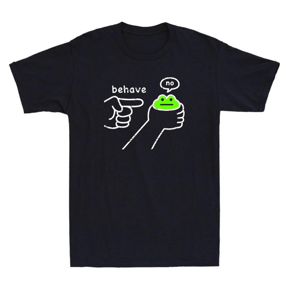 Behave No Funny Dishonest Frog Cartoon Meme Humor Quote Vintage Men s T-Shirt XL