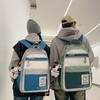Female Schoolbag Block Color Male Student Large Capacity Backpack