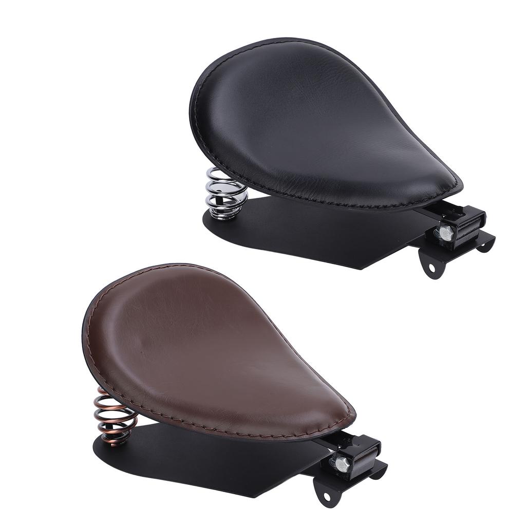 Motorcycle Solo Seat with Spring Bracket Kit Faux Leather Strong Support Universal Fit for Retro Mot