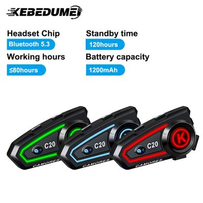 Motorcycle Helmet Headset Stereo Bluetooth Hands Free Call IPX7 Waterproof 1200mAh With Tri-Color Ambient Light For Skiing