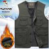 Woodpecker Men's Warm Fleece Lined Vest - Thickened Cotton Sleeveless Jacket for Autumn and Winter