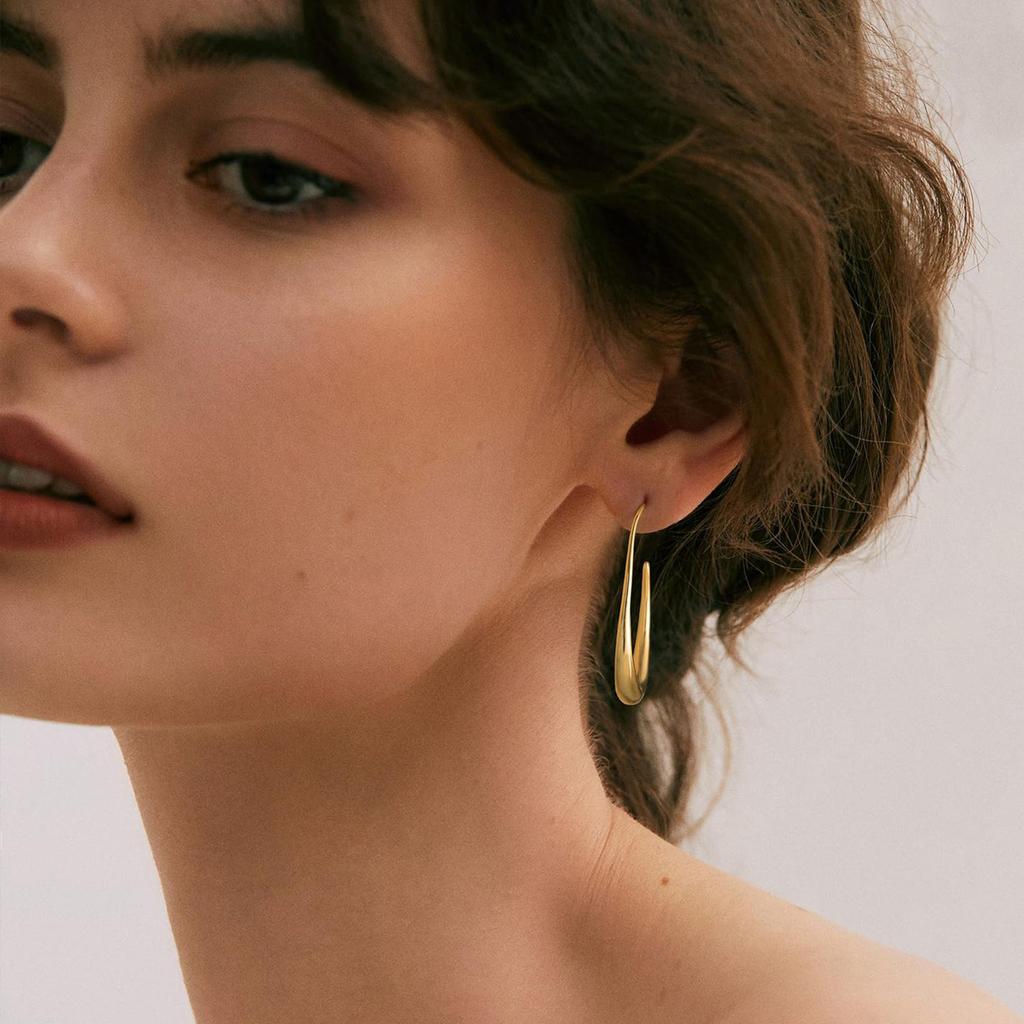 Comfortable Tear Drop Hoop Earrings Stylish Teardrop Hoop Earrings Distinctive Ear Ornament for Fashion Individuals