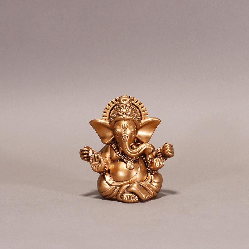 Bronze Color Lord Ganesha Statue Buddha Ornaments Elephant Hindu God Sculpture Figurines Home Office Decoration Buddha Statues