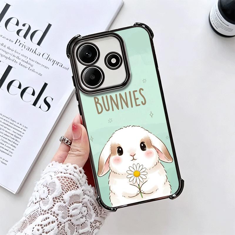 Cute Cartoon Bunny Rabbit Plating Phone Case For Xiaomi Redmi Note 14 15 Pro Plus 13 12 11 11S 11T 10 9S 9 5G Anti-Fall Airabag