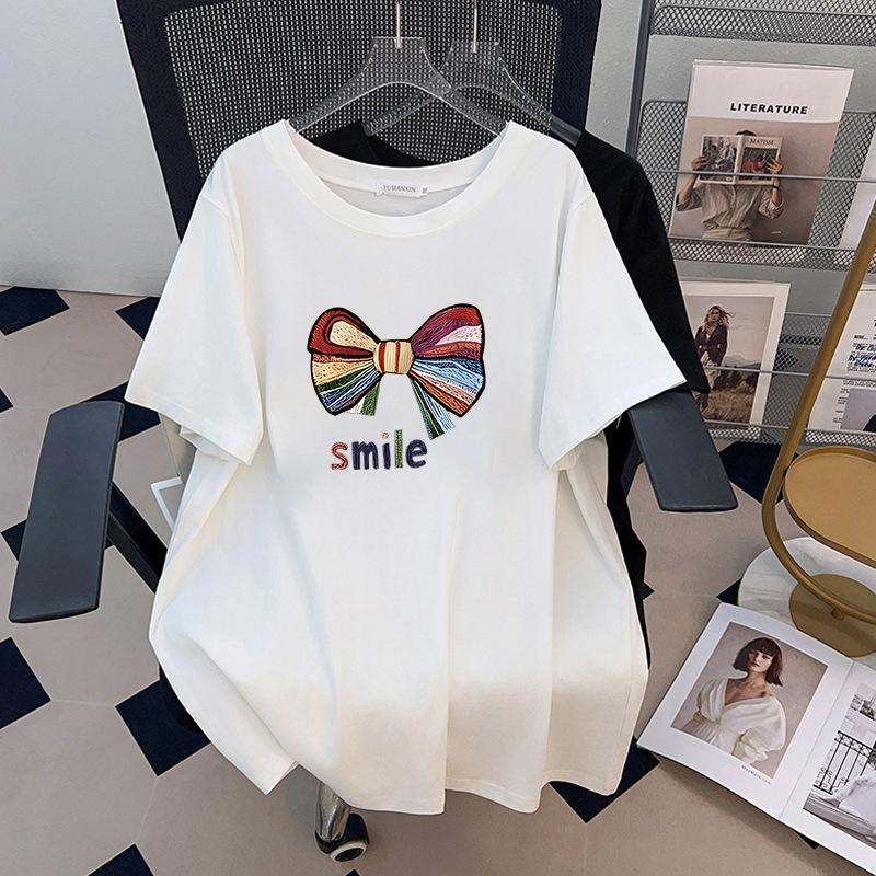 

Women s Slimming Loose Plus Size Short-Sleeve Mid-Length T-Shirt (200/300/350 Jin) 5XL