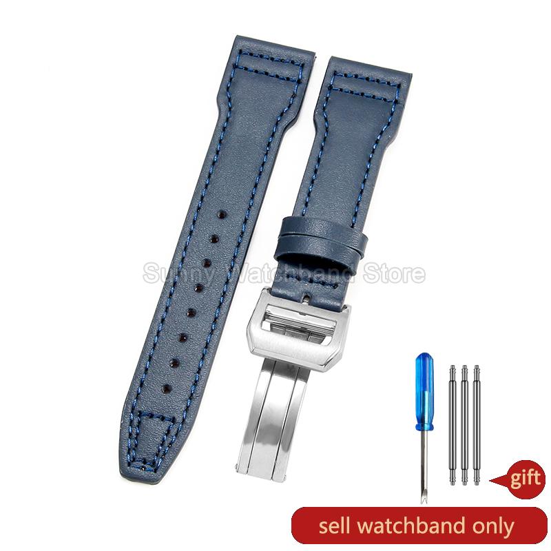Coffee Black 20 21 22mm for IWC Portofino Le Petit Prince Portugieser Cowhide Watch Band Special Interface Needle Buckle Durable