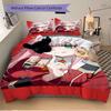 3pcs Pink Hair Anime Girl Home Bedding Set-Universal Three-Piece Suit for Bedroom, Guest Room, Living Room, Hotel-Perfect Gift for Fans, Tra