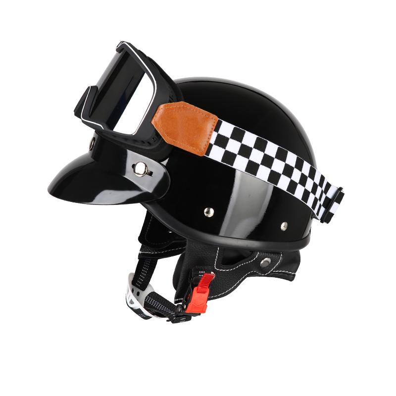 

Яркий черный летний мотоциклетный полушлем, сертифицированный 3C, защита в стиле ретро для байкеров M