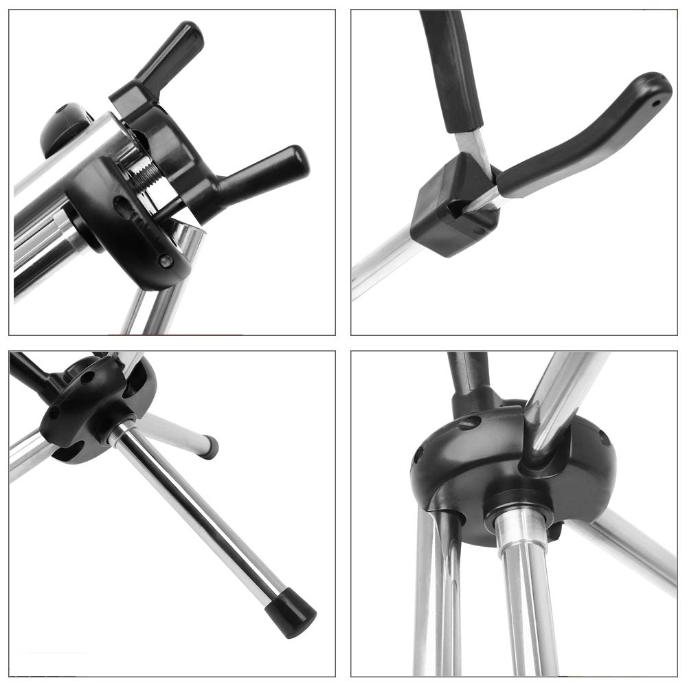 Mowind Foldable Alto Saxophone Stand, Stainless Steel Saxophone Stand Holder, Portable Saxophone Bracket, Adjustable Stand with Leather Bag