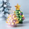 Mini Christmas Tree Decorations Ornament, Glowing Retro Resin Tabletop Decor with Star Charming Home Holiday Displays Topper, Vintage Xmas Trees Night