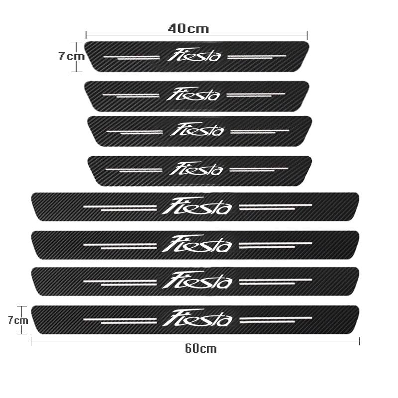 Carbon Fiber Car Door Threshold Sill Protector Trunk Bumper Pedal Anti Scratch Waterproof Decal Stickers Cover For Ford Fiesta