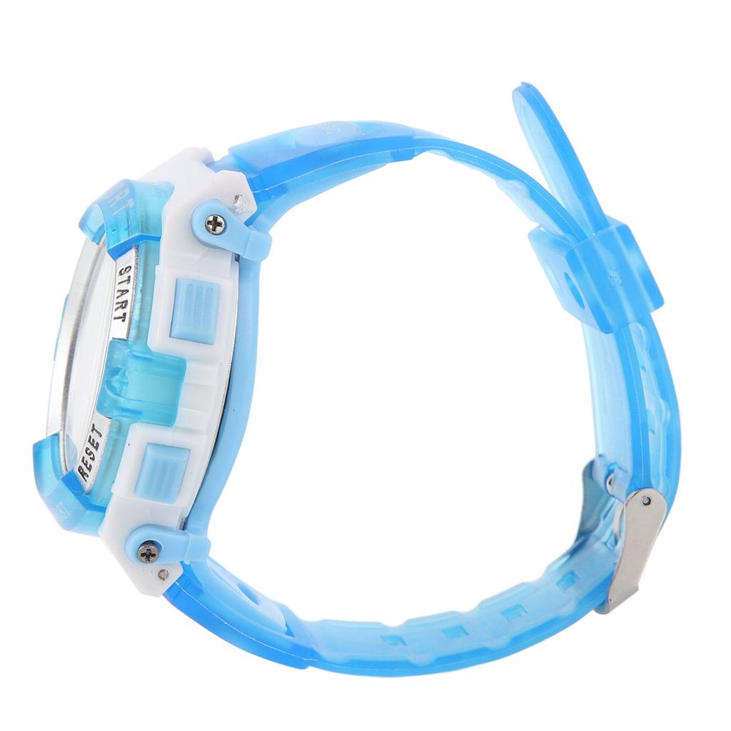 Digital Chronograph Watch Girls Student Electric Waterproof PU Strap for Swimming Sports with Colorful Night Light Alarm