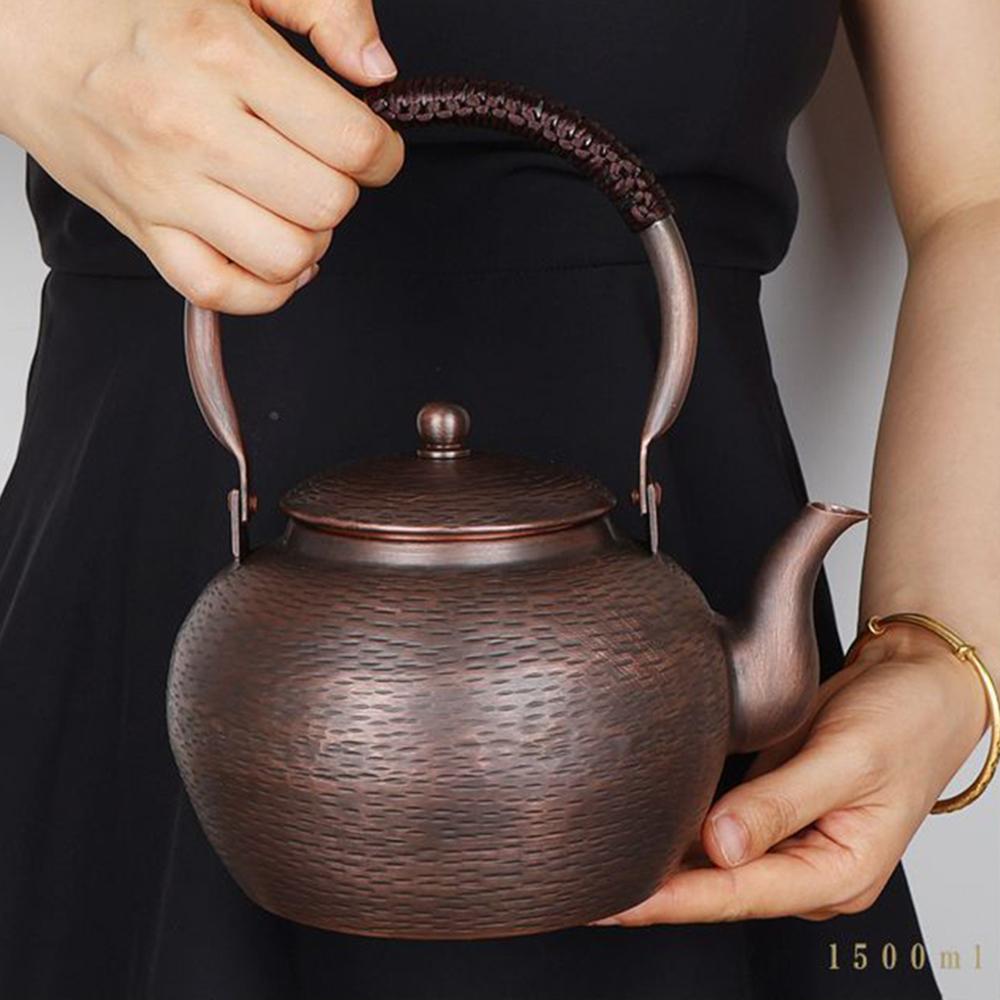 Chinese Style Red Copper Kettle, High-Capacity Boiling Tea Pot, Handmade Thickened Copper Pot For Brewing Tea, Health Tea Set
