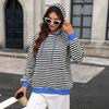 Women's Fashion Striped Long Sleeve Hoodie, Loose Fit Pullover for Casual Daily Wear