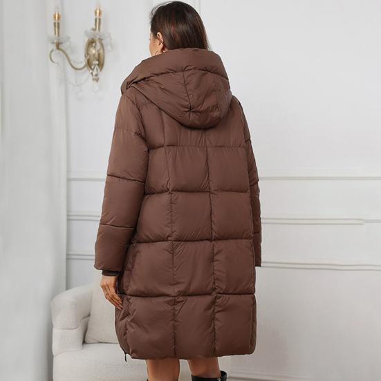 Giacca invernale da donna con cappuccio, cappotto imbottito e spesso, vita sottile, cerniera