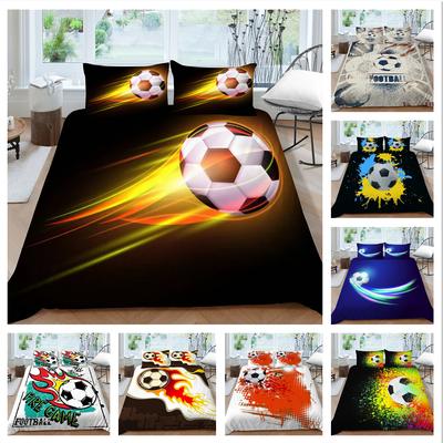 3D Football Bedding Set Sports Pattern Quilt Cover Pillow Case 2 or 3 Pieces Bedroom Decoration for Boys and Men Football Enthusiasts