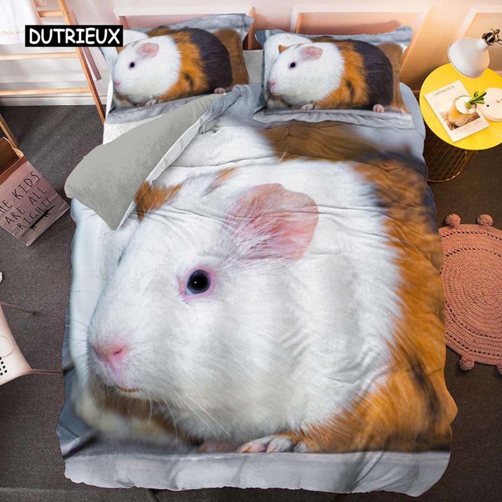 Marsvin Sengesett Søt Mus 3D Dynetrekk Dyredynetrekk for barn Gutter Jenter Tenåringer Mykt Twin polyester dynetrekk