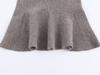Grey Ribbed Lace-Trim Knit Jacket & High-Waisted Skirt - Women's Autumn/Winter European & American Style