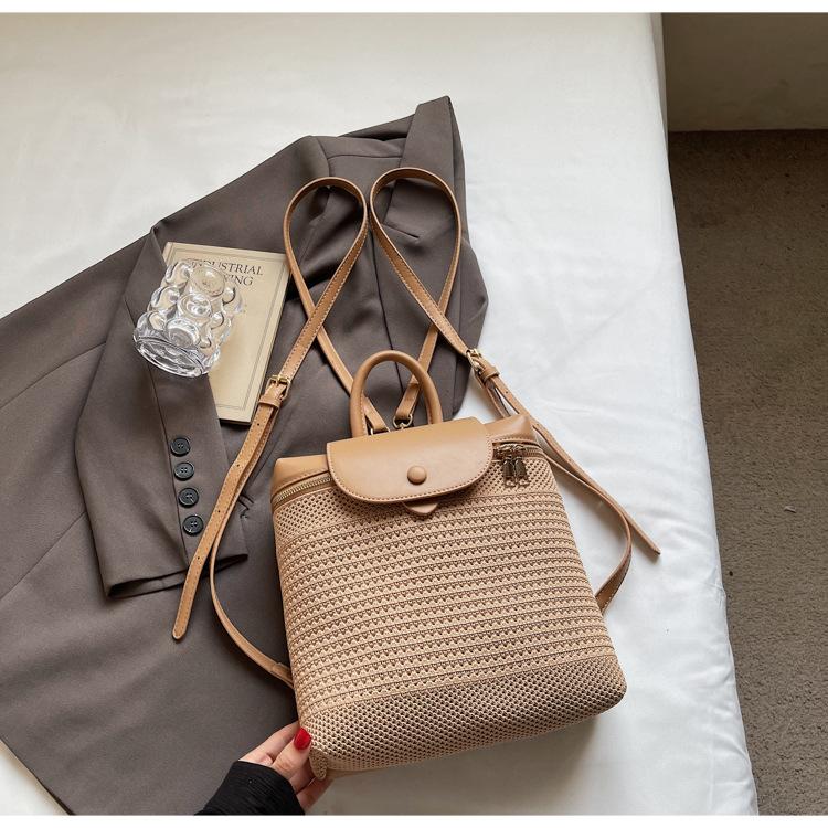 

Fashion Knitted Backpack Women s 2025 New Trendy Casual Versatile Backpack Student Class Large Capacity Handbag