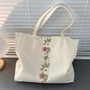 Embroidery Canvas Bag Women Shoulder Simple Travel Yoga Large Capacity Bag